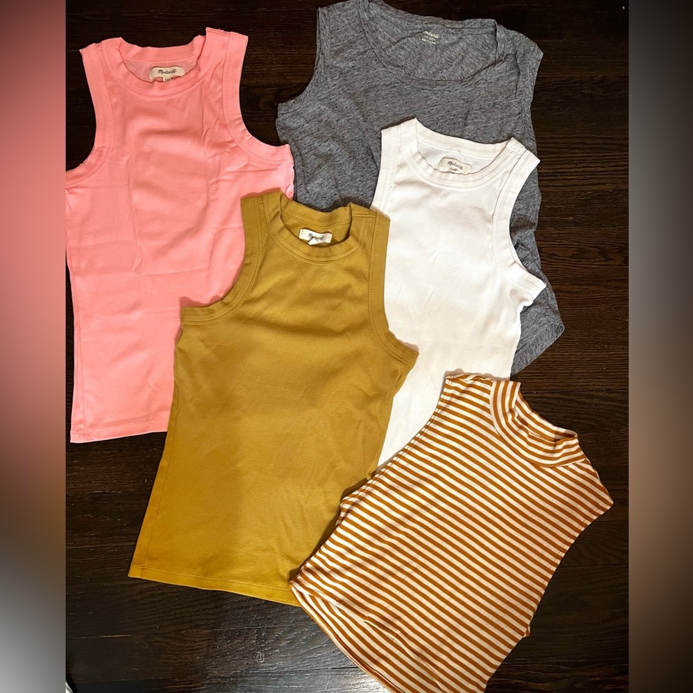 MADEWELL BUNDLE Leather backpack bag jeans seersucker skirt leggings tan… - Picture 4 of 16